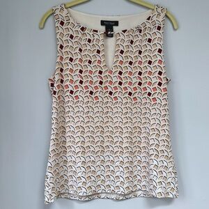 White House Black Market Small Sleeveless  Blouse Geo Print Jersey Career Office